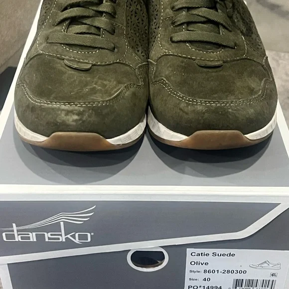 Dansko Olive Green Suede Women's Sneakers - Picture 2 of 7